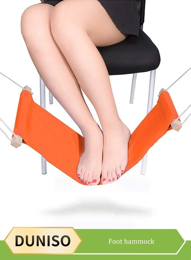 DUNISO حامل قدم، هَمَامَة قدم محمولة، قابلة للطي، مع خطافين، مناسبة للمكتب، غرفة النوم، غرفة المعيشة، الدراسة، 65x17 سم، برتقالي - Image 1