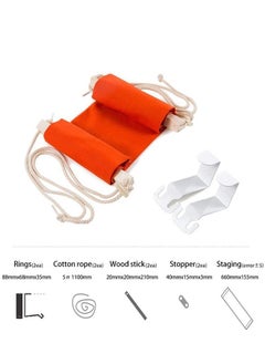 DUNISO Foot Rest Stand , portable foot hammock, foldable, with two hooks, suitable for office, bedroom, living room, study, 65x17cm, orange  - Image 5