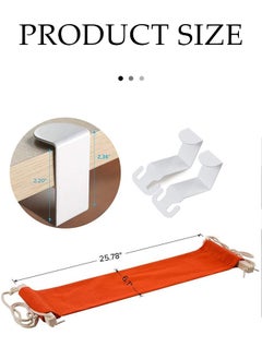 DUNISO Foot Rest Stand , portable foot hammock, foldable, with two hooks, suitable for office, bedroom, living room, study, 65x17cm, orange  - Image 2