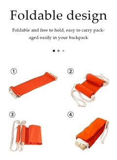 DUNISO Foot Rest Stand , portable foot hammock, foldable, with two hooks, suitable for office, bedroom, living room, study, 65x17cm, orange  - Image 3