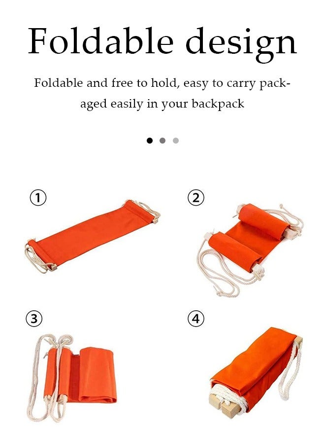 DUNISO حامل قدم، هَمَامَة قدم محمولة، قابلة للطي، مع خطافين، مناسبة للمكتب، غرفة النوم، غرفة المعيشة، الدراسة، 65x17 سم، برتقالي - Image 3
