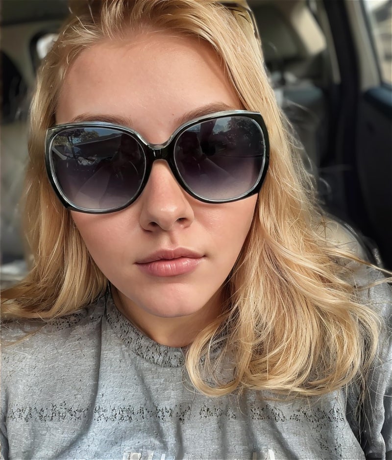 The Fresh Women's Oversized Square Jackie O Cat Eye Hybrid Butterfly Fashion Sunglasses - Exquisite Packaging (727701-Crystal Black, Gradient Grey) - Image 4