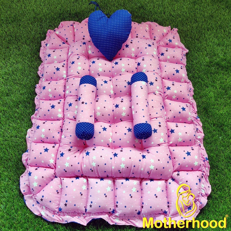 MOTHERHOOD MOTHERHOOD Rectangle Baby Bed Tub 3 pc Pillow Luxury Mattress Sleeper Bedding Set coSleeper Safe Cotton Fabric with RFilled UltraSoft Comfortable for Newborn to Toddlers Pink - Image 4