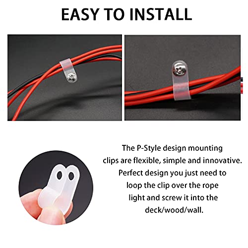 mankk مقاطع إضاءة حبل 100PCS 1/4 بوصة من نوع P - مقاطع تثبيت بلاستيكية مع براغي فيليبس من الفولاذ المقاوم للصدأ - Image 5