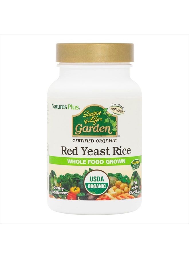 Nature's Plus NaturesPlus Source of Life Garden Certified Organic Red Yeast Rice - 600 mg, 60 Vegan Capsules - Nutritional Support for Overall Well-Being - Vegetarian, Gluten-Free - 60 Servings - Image 1