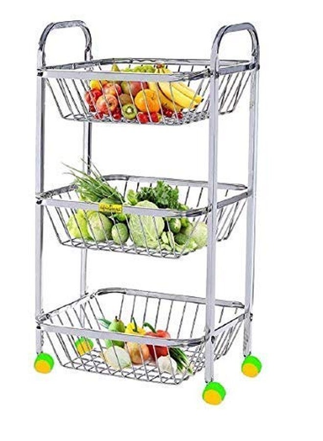 SHREE SAI TRADERS Stainless Steel Kitchen Trolley Portable Modern Storage Rack Design Fruits & Vegetable Onion Cutlery, Spice, Pickles jar Stand for Kitchen with ONE CYCLENDER Stand - Image 3