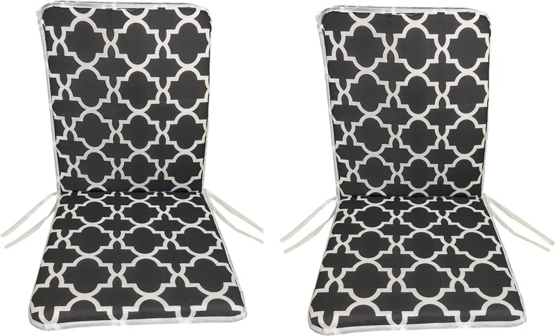 نيلسون Chair Cushion 2 Pieces Lace Garden Cushion with Back (Black Roof) Washable
