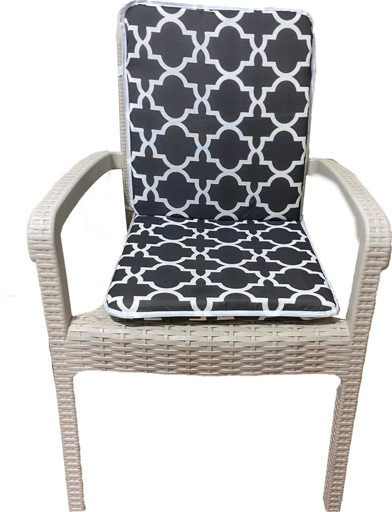 نيلسون Chair Cushion 2 Pieces Lace Garden Cushion with Back (Black Roof) Washable