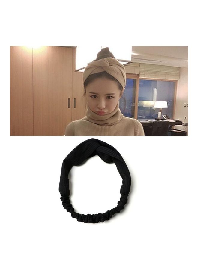 NIBEMINENT 5-Piece Women Temperament Knitting Cross Shape Hair Band Black - Image 1