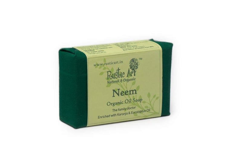 Rustic Art Organic Neem Basil Soap  For body acne back acne daily use  For Women  Men  100g Pack of 2 - Image 3