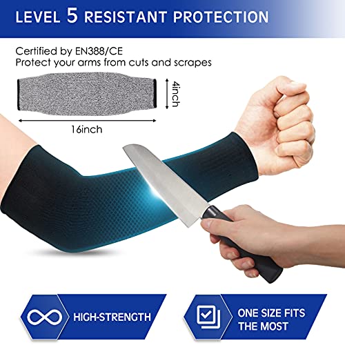 Geyoga 2 Pairs Arm Sleeves Guards Arm Protectors for Thin Skin and Bruising Protective Cut Resistant Sleeves for Men Women(Large,Hppe,Black, Gray) - Image 3