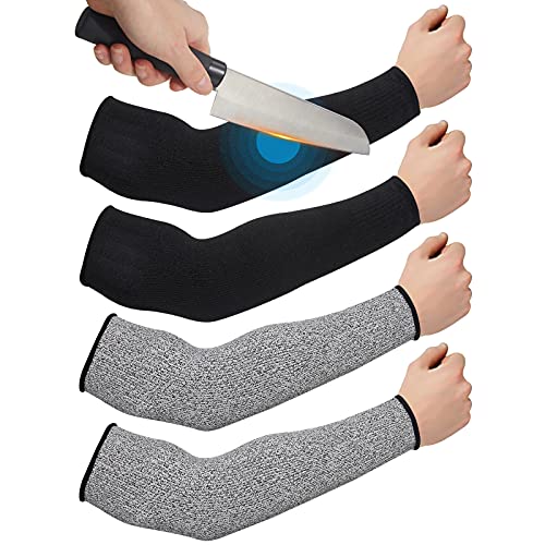 Geyoga 2 Pairs Arm Sleeves Guards Arm Protectors for Thin Skin and Bruising Protective Cut Resistant Sleeves for Men Women(Large,Hppe,Black, Gray) - Image 1