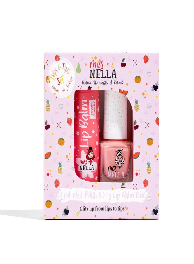 MISS NELLA Nail Polish + Lip Balm set- Special Purple Glitter Nail Polish for Kids- BLUEBERRY SMOOTHIE, with Peel-off, Water Based & Odour Free Formula + CUTIE PIE purple hypoallergenic lip balm - Image 1