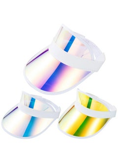 3 Pack Sun Visor Hats Women Men Plastic Bingo Party Visors Hat Colored Adjustable Sports Golf Beach Tennis Caps Sunhat