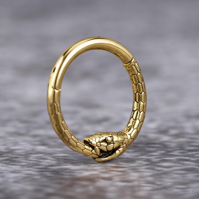 ZMANYIJEW 16G Minimalist Lines Septum Rings Stacked Gold Septum Ring Septums Clicker Nose Ring Piercing for Women Men (Snake-gold) - Image 5