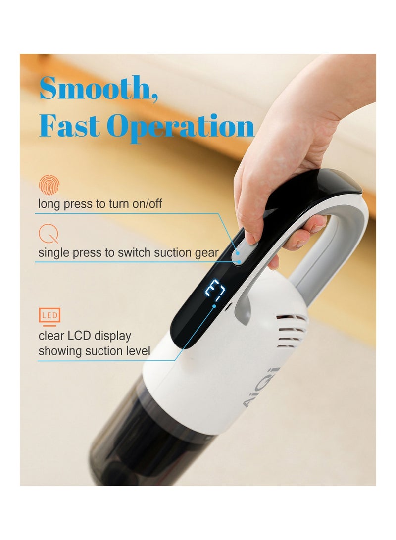 AiQi 2-in-1 Cordless Handheld Vacuum & Mop with Water Tank | 15000Pa Max Suction, Wet & Dry Cleaning, LCD Display, 3-Speed Adjustable, Up to 30min Runtime for Hard Floors/Carpets/Kitchen/Pet Hair - Image 4