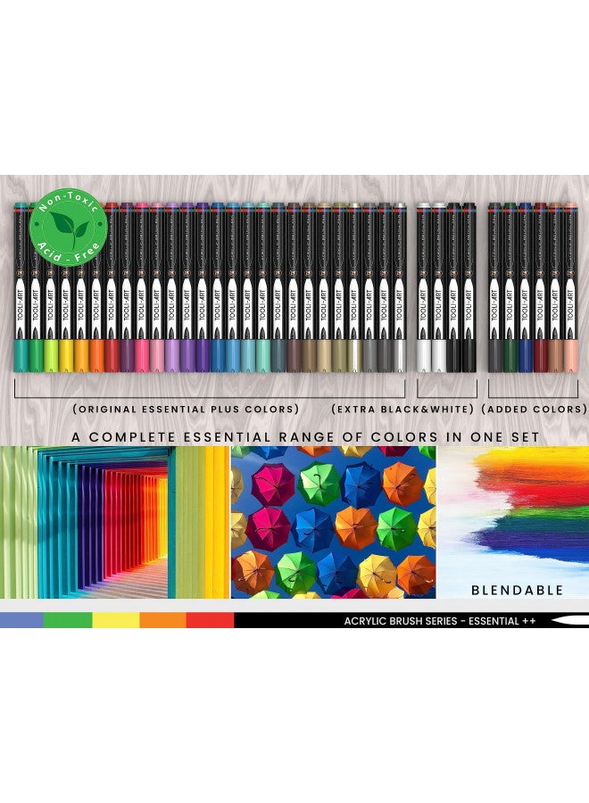 TOOLI-ART 36 Flexible Brush Tip Acrylic Paint Pens Markers Set 1-7mm Line for Rock Painting, Brush Lettering, Scrapbooking, Glass, Mugs, Wood, Metal, Canvas, Fabric, Plastic. Non Toxic Waterbased Quick Drying - Image 4