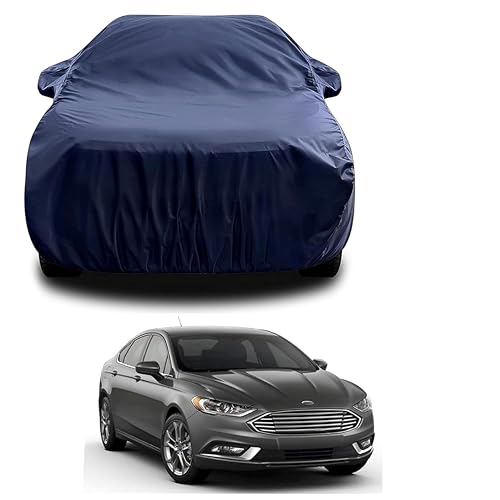 Sulfar 100% Water Resistant Car Body Cover Compatible with Mirror for Ford Fusion (Triple Stitched, Full Bottom Elastic, Navy Blue) - Image 1