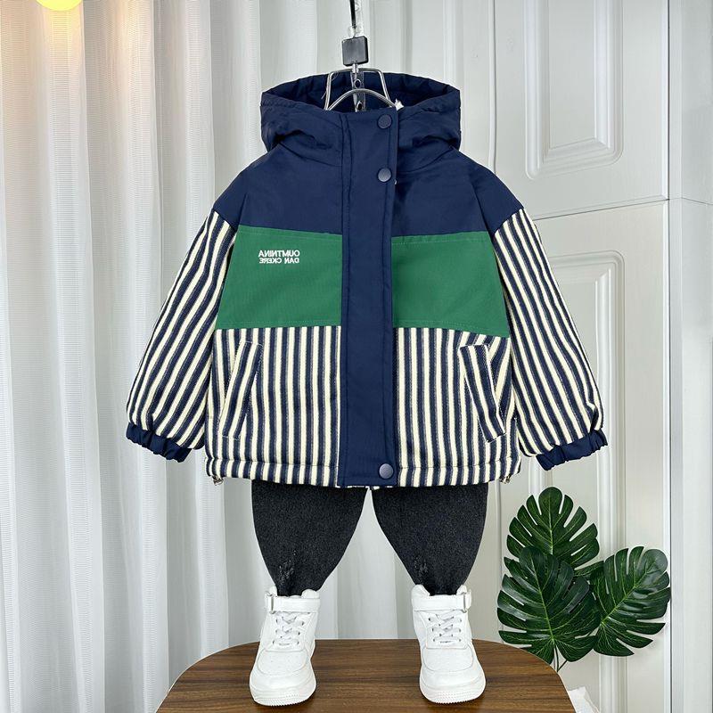 Western Style Boys' Fleece-Lined Coat Korean Style Baby Cotton-Padded Coat Two Three Four Five Six Seven Eight Years Old Fashionable Children'S Parka Clothes - Image 3