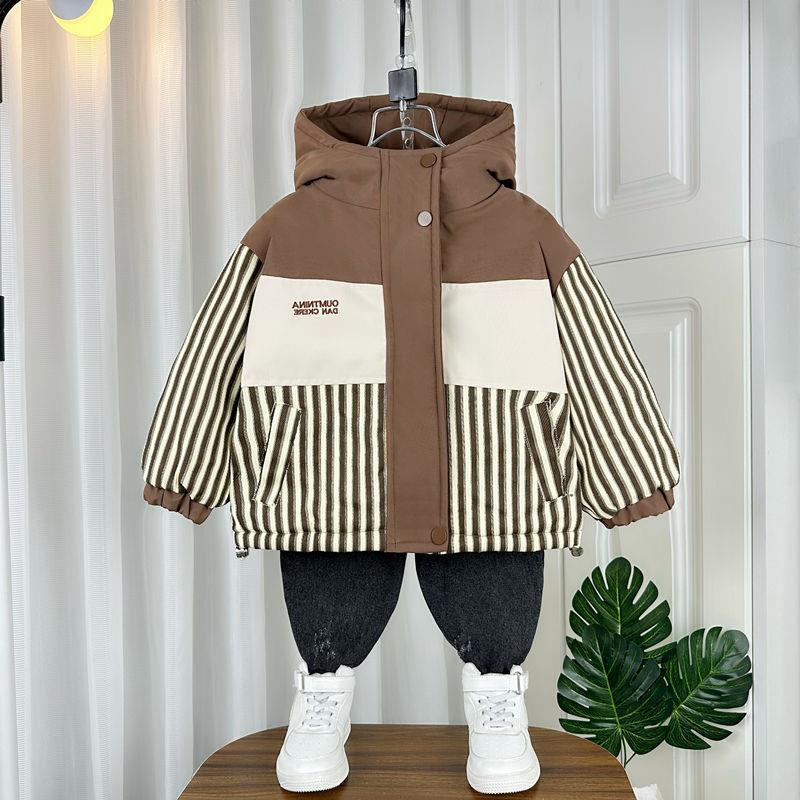 Western Style Boys' Fleece-Lined Coat Korean Style Baby Cotton-Padded Coat Two Three Four Five Six Seven Eight Years Old Fashionable Children'S Parka Clothes - Image 4