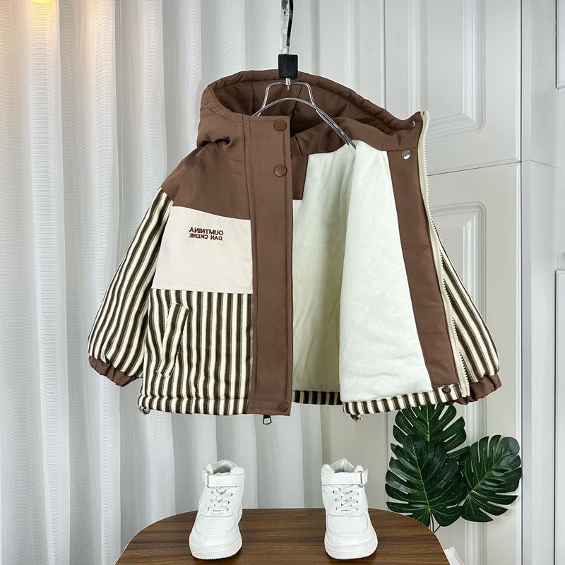 Western Style Boys' Fleece-Lined Coat Korean Style Baby Cotton-Padded Coat Two Three Four Five Six Seven Eight Years Old Fashionable Children'S Parka Clothes - Image 5