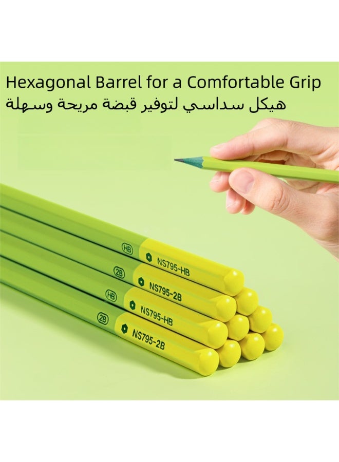 NUSIGN Premium Green Barrel Pencil Set – 10 Pack, Available in HB & 2B - Image 2