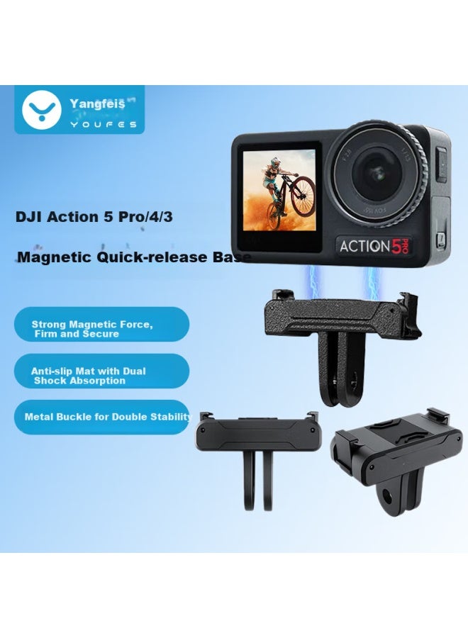 Youfes Adapter For Dji Action 5pro/4 Quick Release Connector Action 3 Magnetic Tripod Quick Release Base Cycling Sports Camera Accessories Gimbal Base Adapter Bracket - Image 1