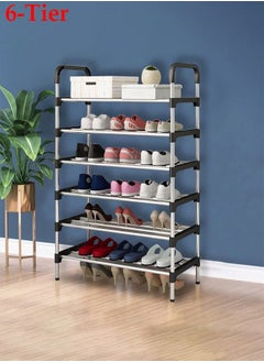 6-Layer Storage Shoe Rack Silver/Black 110x60x30cm