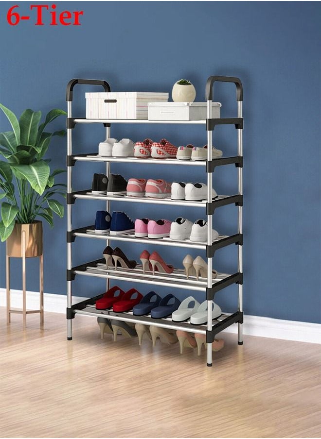 Taimi - 6-Layer Storage Shoe Rack Silver/Black 110x60x30cm - Image 1