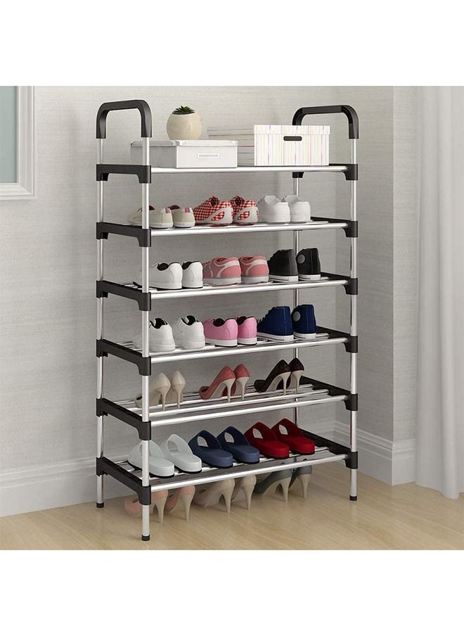 Taimi - 6-Layer Storage Shoe Rack Silver/Black 110x60x30cm - Image 1