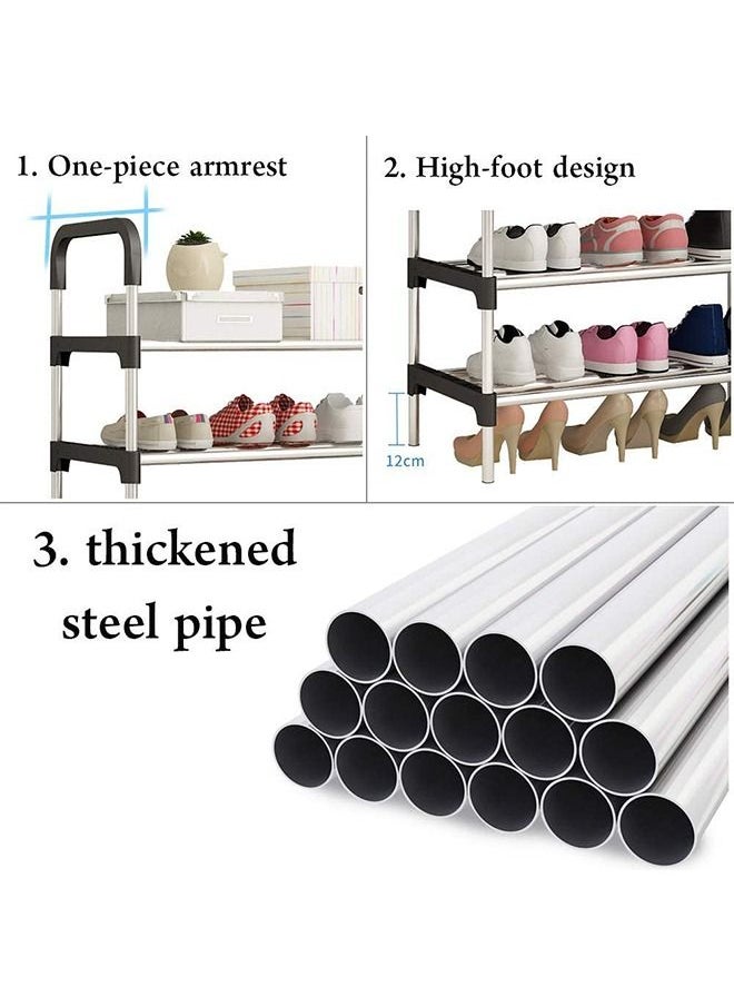 Taimi - 6-Layer Storage Shoe Rack Silver/Black 110x60x30cm - Image 1