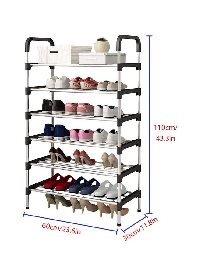 Taimi - 6-Layer Storage Shoe Rack Silver/Black 110x60x30cm - Image 1