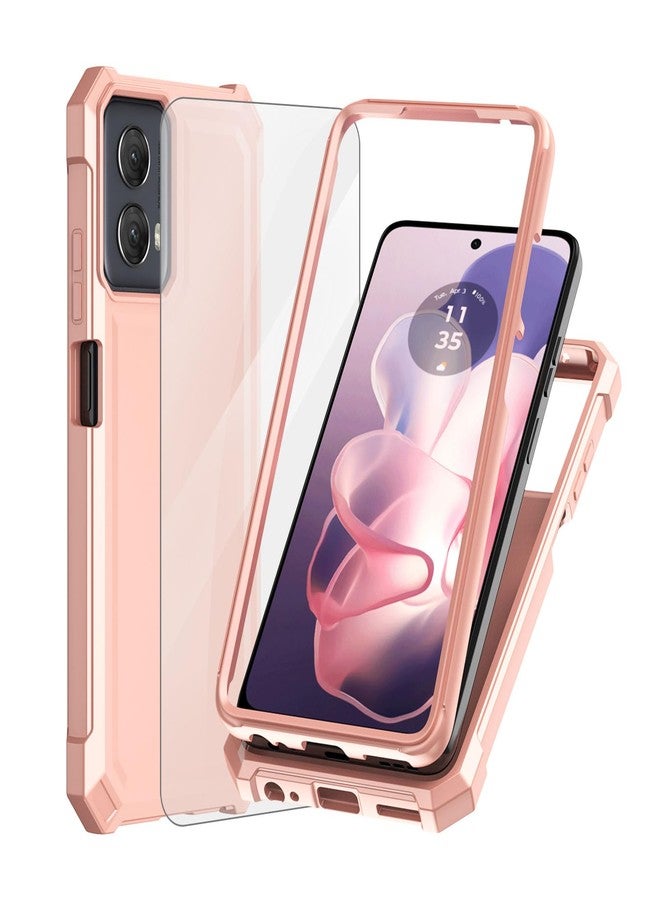 Ailiber جراب Ailiber لهاتف Moto G Power 2024، جراب هاتف Motorola Moto G Power 2024 5G مع واقي شاشة، حماية مزدوجة الطبقات، زوايا مقاومة للصدمات، غطاء واقٍ متين - ذهبي وردي - Image 1