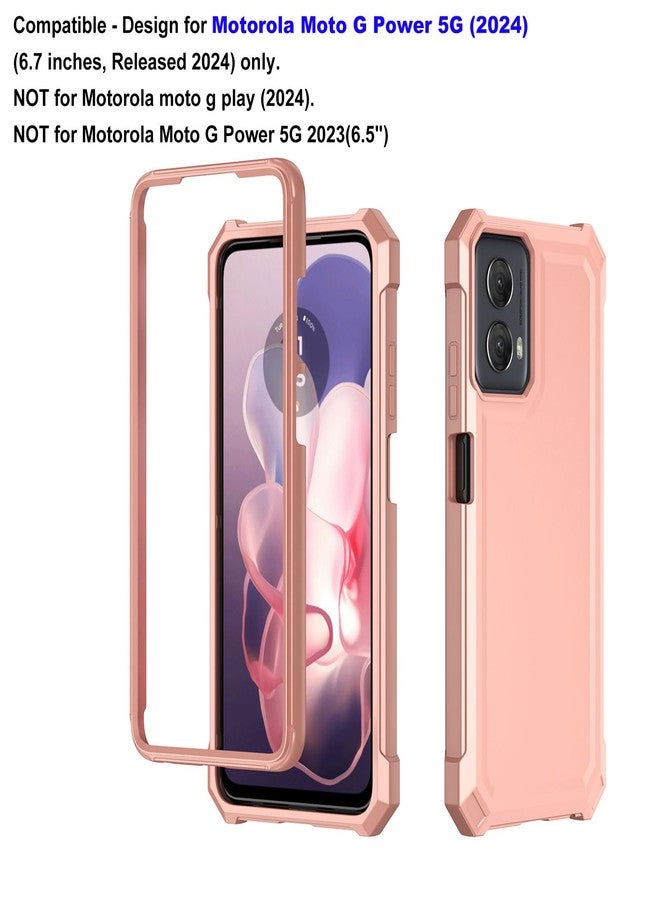 Ailiber جراب Ailiber لهاتف Moto G Power 2024، جراب هاتف Motorola Moto G Power 2024 5G مع واقي شاشة، حماية مزدوجة الطبقات، زوايا مقاومة للصدمات، غطاء واقٍ متين - ذهبي وردي - Image 2