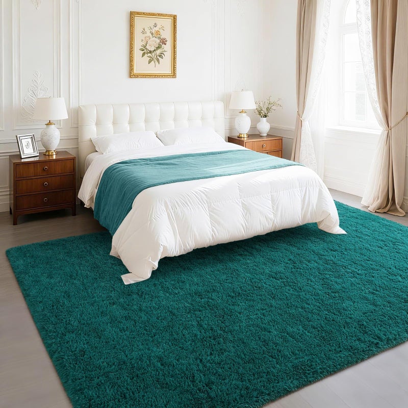 BENRON Teal Green Fluffy Rugs for Living Room Bedroom 4x6, Soft Plush Fuzzy Shaggy Rugs for Kids Girls Boys Room Decor, Washable Indoor Floor Carpets - Image 2