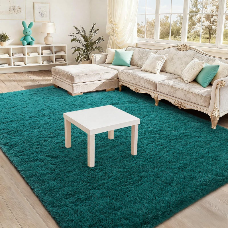 BENRON Teal Green Fluffy Rugs for Living Room Bedroom 4x6, Soft Plush Fuzzy Shaggy Rugs for Kids Girls Boys Room Decor, Washable Indoor Floor Carpets - Image 3
