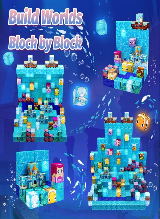 DANIUBE Magnetic Blocks for Kids, 100PCS Mermaid Magnetic Cube Building Set Toys - Image 2