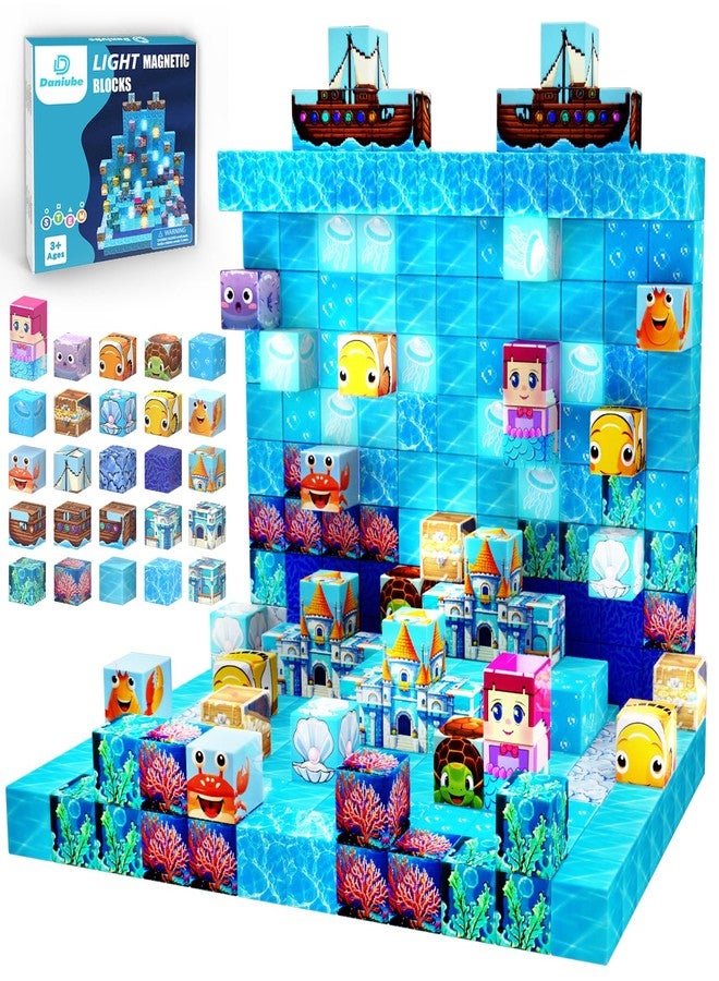 DANIUBE Magnetic Blocks for Kids, 100PCS Mermaid Magnetic Cube Building Set Toys - Image 1