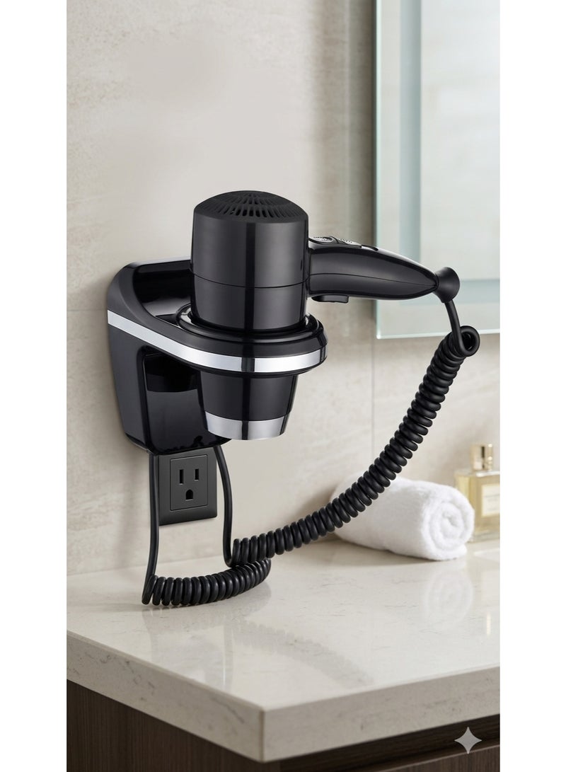 This professional wall-mounted hair dryer features powerful airflow technology, fast drying, intelligent heat control, and a stylish design, making it suitable for home, hotel, and high-end salon use.
