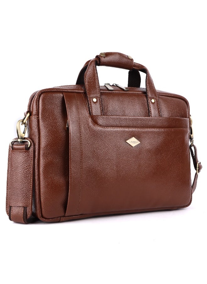 LAVERI LEATHER LAVERI Laptop Bag for Men - Leather Messenger Bag for Office - Fits up to 15 Inch Laptop - Shoulder Bag with Multiple Compartments - Executive Leather Bag for Work/Travel/Casual -2866  - Image 1