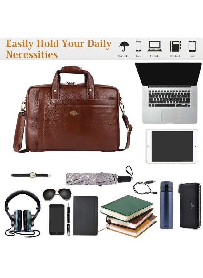 LAVERI LEATHER LAVERI Laptop Bag for Men - Leather Messenger Bag for Office - Fits up to 15 Inch Laptop - Shoulder Bag with Multiple Compartments - Executive Leather Bag for Work/Travel/Casual -2866  - Image 5