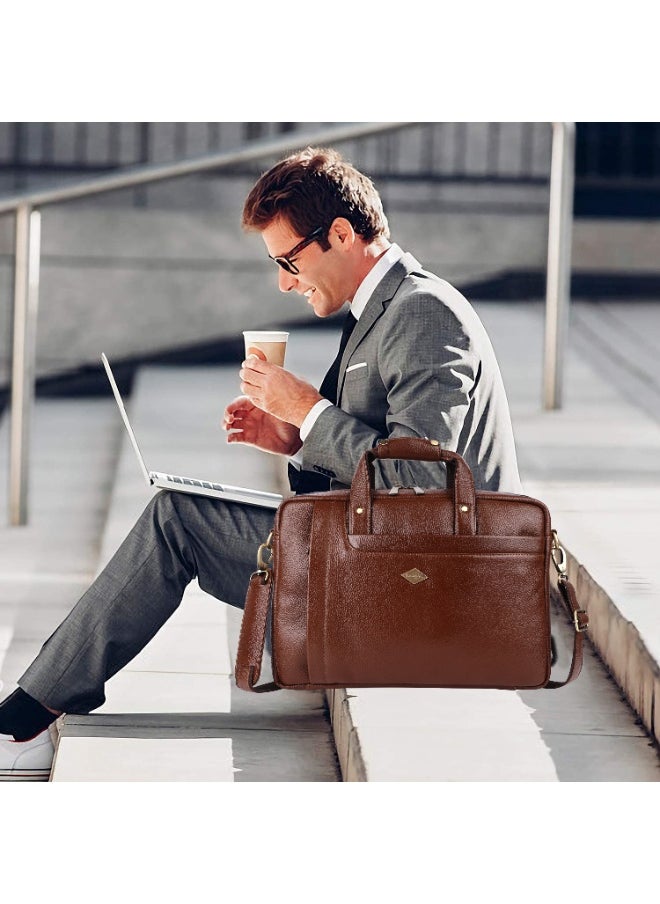 LAVERI LEATHER LAVERI Laptop Bag for Men - Leather Messenger Bag for Office - Fits up to 15 Inch Laptop - Shoulder Bag with Multiple Compartments - Executive Leather Bag for Work/Travel/Casual -2866  - Image 4