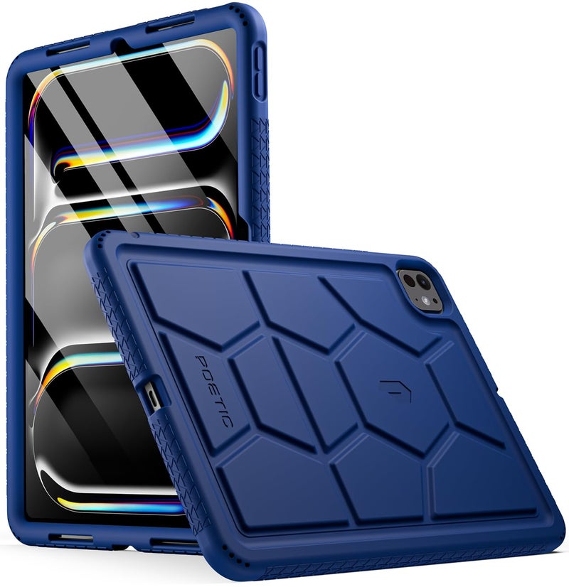 Poetic TurtleSkin Case for iPad Pro 11 Inch (M5) 2025/ (M4) 2024, Heavy Duty Shockproof Rugged Kids Friendly Drop Protection Silicone Cover Case, Navy Blue - Image 1