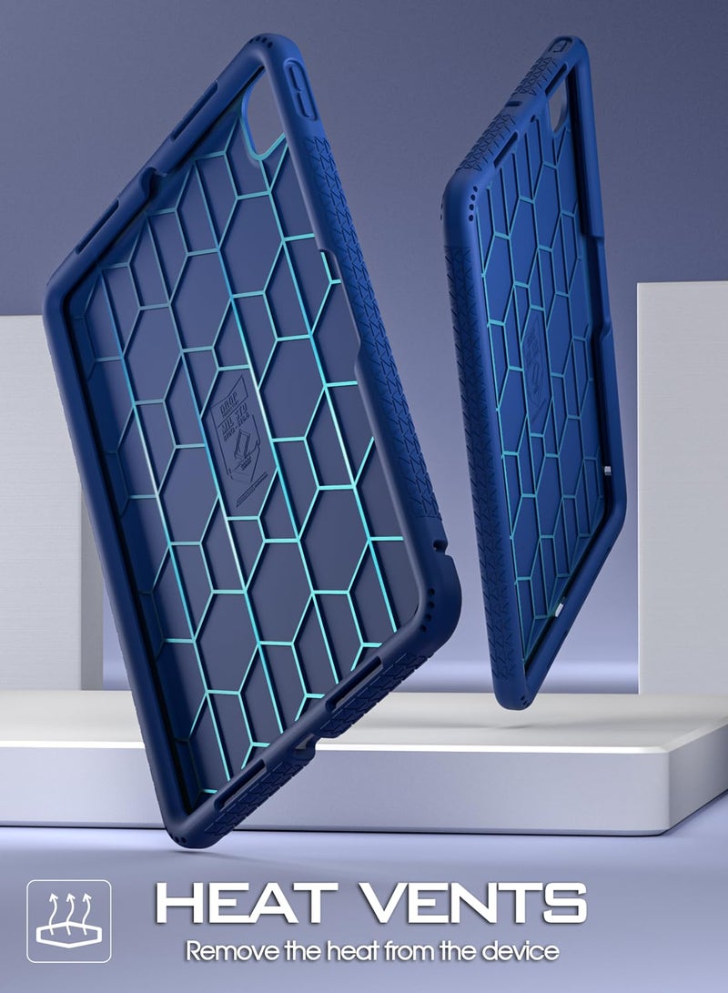 Poetic TurtleSkin Case for iPad Pro 11 Inch (M5) 2025/ (M4) 2024, Heavy Duty Shockproof Rugged Kids Friendly Drop Protection Silicone Cover Case, Navy Blue - Image 2