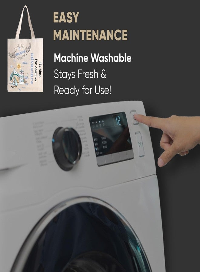 STRUTT Foldable Canvas Tote Bag for Women, Tote Bag for College Girls,100% Organic Cotton Reusable Shopping Bag for Grocery, Eco-Friendly Multi-Purpose Bag for Travel & Daily Use - in Adventures - Image 4