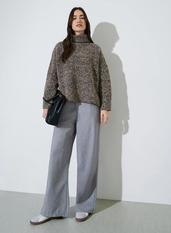 ستايلي Multi-Color Turtle Neck Side Slit Jumper