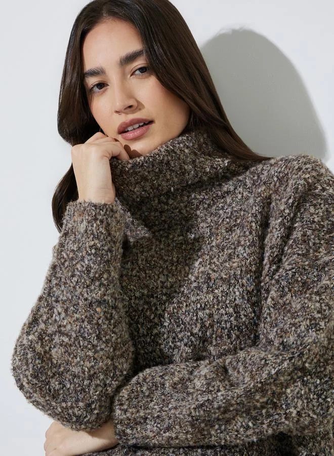 ستايلي Multi-Color Turtle Neck Side Slit Jumper