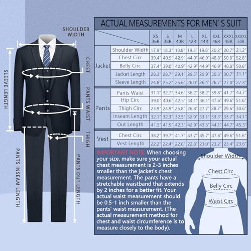 Cooper & Nelson 3 Piece Mens Suit Set, 2 Button Slim Fit Suit for Men, Solid Jacket, Vest, Pants and Tie Dark Grey XS - Image 3