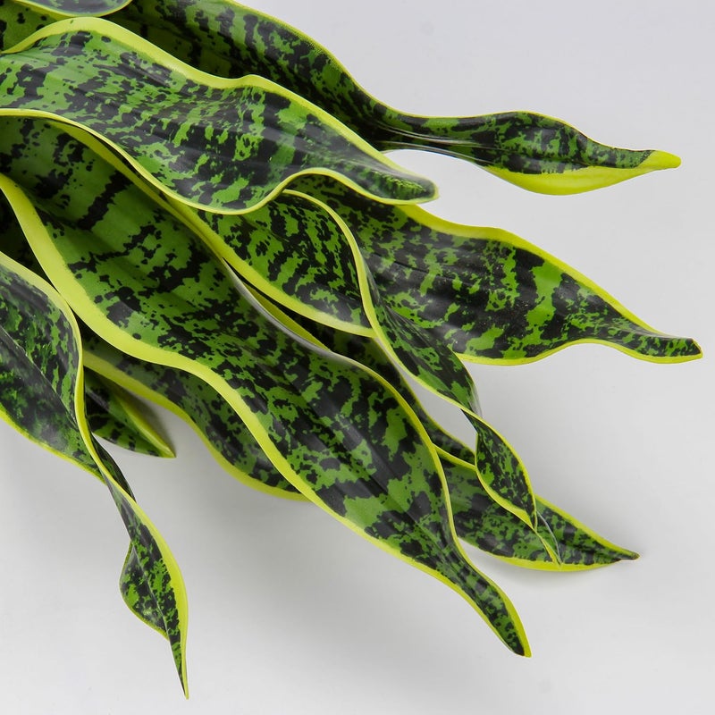 Hollyone Artificial Snake Plant Potted Faux Sansevieria Trifasciata Plants, 16.5" Tropical Fake Snake Plants in White Pots for Home Office Room Indoor Decor Housewarming Gifts - Image 2