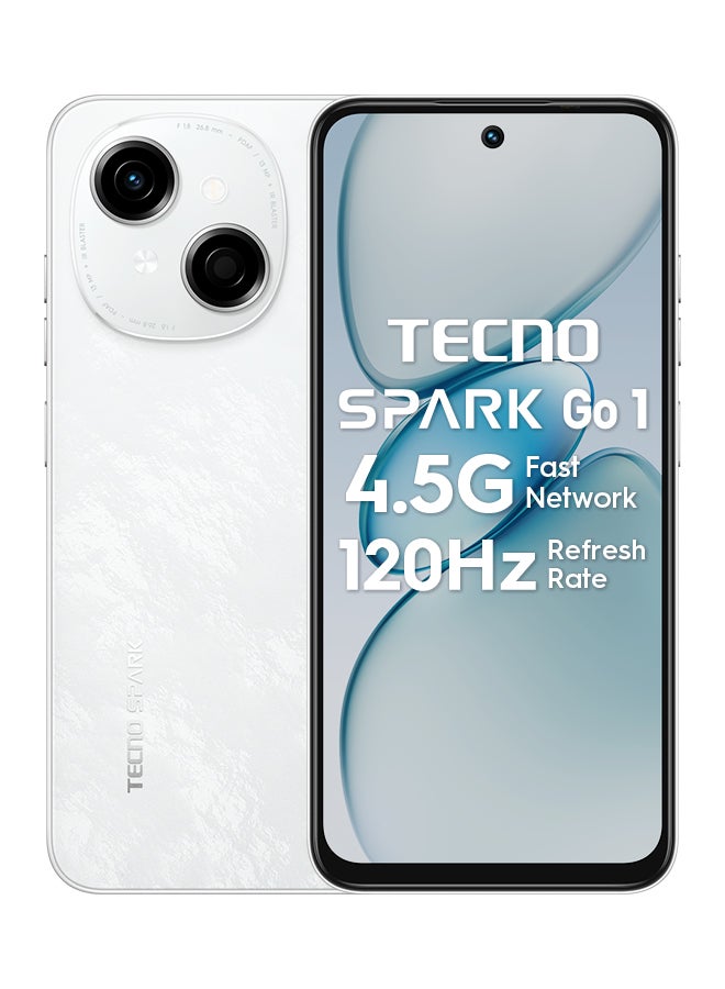 Spark Go 1 ثنائي الشريحة أبيض لامع 3GB RAM 64GB - نسخة الشرق الأوسط